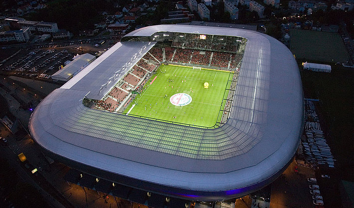 Wörthersee stadium Exterior view at night